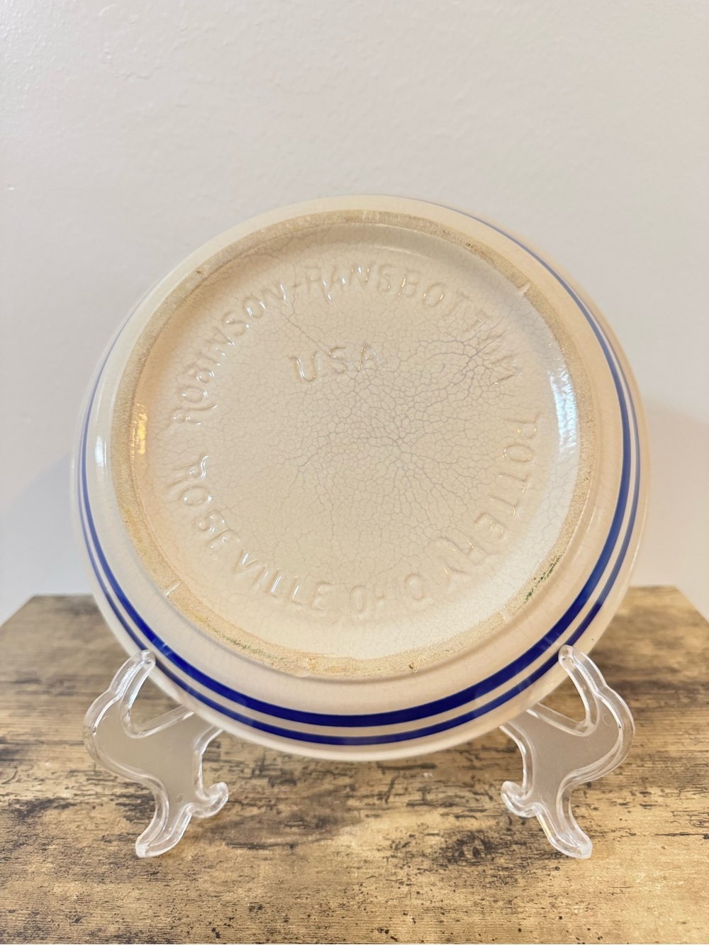 Robinson Ransbottom Pottery Blue Stripe Pie Plate | RRP Roseville Ohio USA - Picture 7 of 9